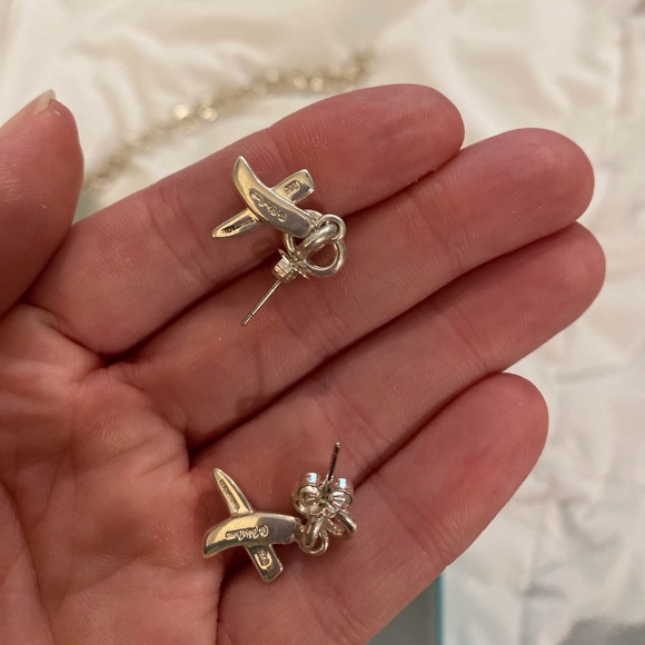 Tiffany & Co. RARE Paloma Picasso Silver Kiss X Graffiti Dangle Earrings - Picture 12 of 13